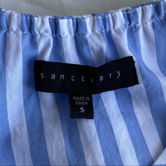 Sanctuary Icy Blue Stripe Ruffle Crossover Pirate Shirt Top Blouse - Picture 9 of 12